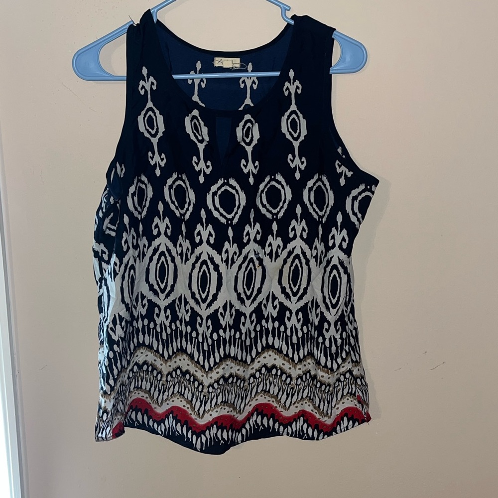 🔥Antilia Femme Navy and White Tank Top with Red Accents